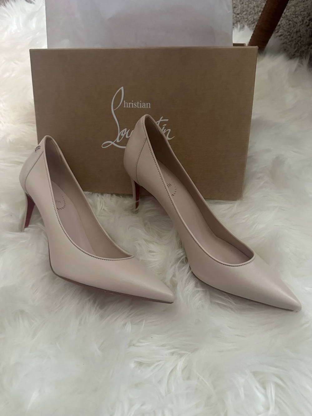 Christian Louboutin Blush Patent Leather Pointed-Toe Pumps